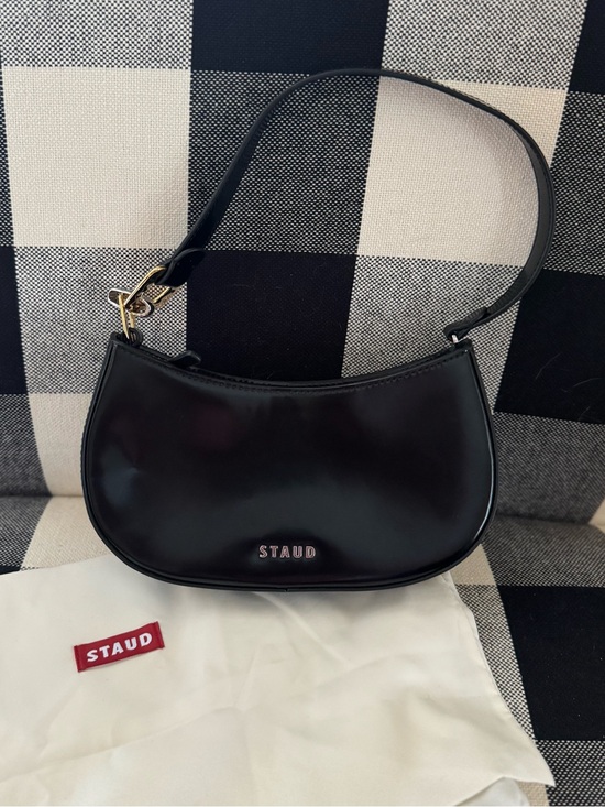 STAUD Handbags - STAUD Black Patent Ollie Shoulder Bag Hardware